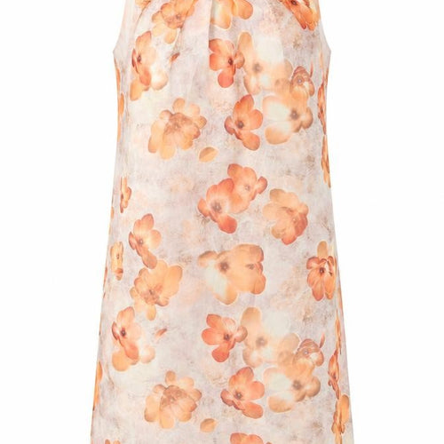Mango Womens Beige Floral Polyester Tank Dress Size M Boat Neck Button