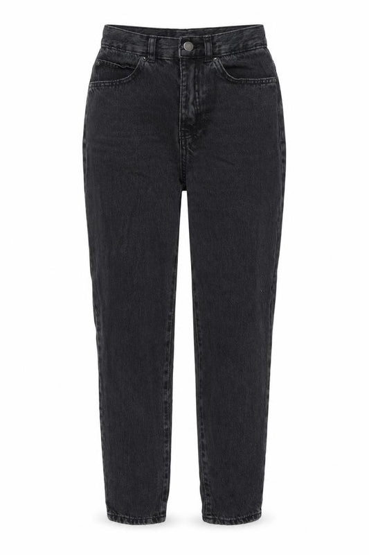 Front view of Dr. Denim women’s grey cotton mom jeans, size UK 24, in, 30-inch leg regular button
