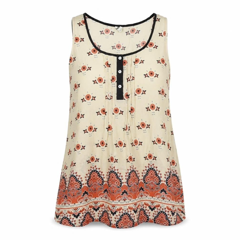 River Island Womens Multicoloured Geometric Polyester Basic Tank Size 8 Scoop Neck