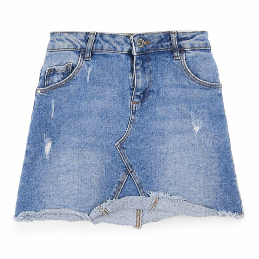 Denim & Co. Girls Blue Cotton Mini Skirt Size 6-7 Years Regular Zip