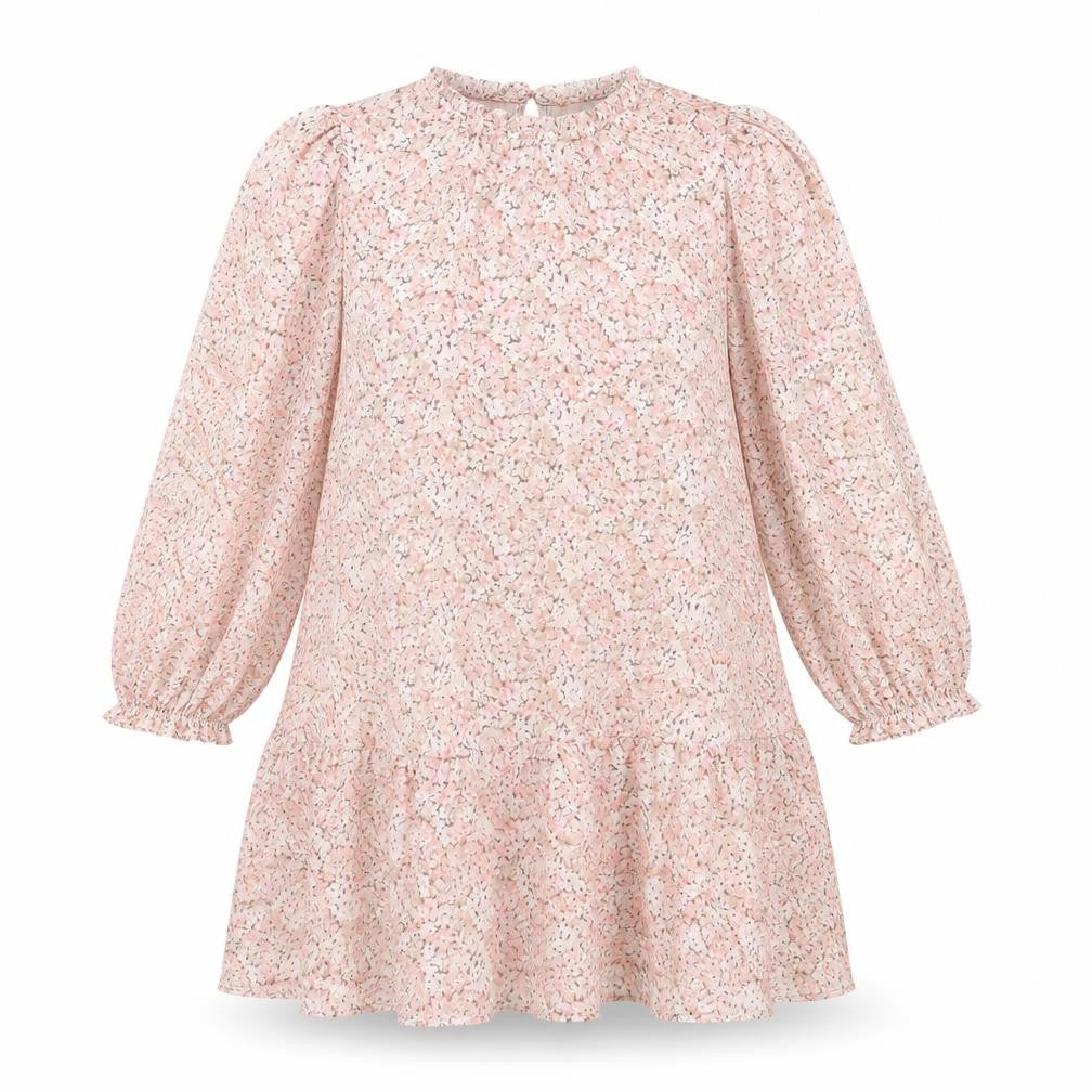 Front view of H&M women’s multicoloured floral polyester a-line, size S, round neck tie