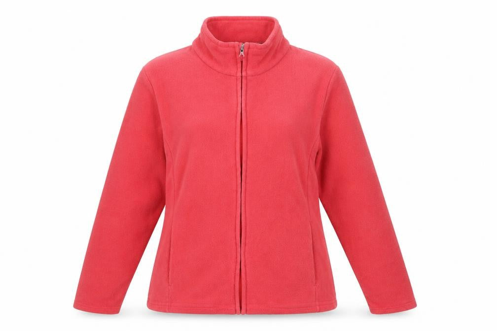 Front view of Marks & Spencer women’s red jacket, size UK 16, zip