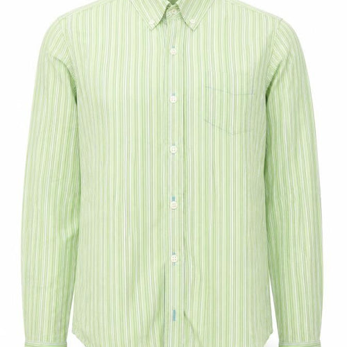 Gap Mens Green Striped Cotton Button-Up Size S Collared Button