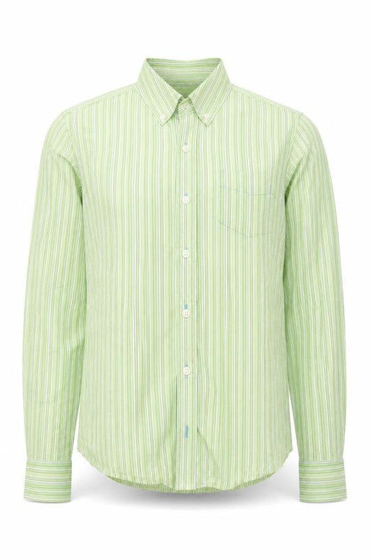 Gap Mens Green Striped Cotton Button-Up Size S Collared Button