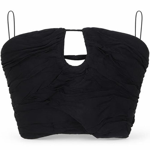 Zara Womens Black Viscose Cropped Tank Size S Off the Shoulder