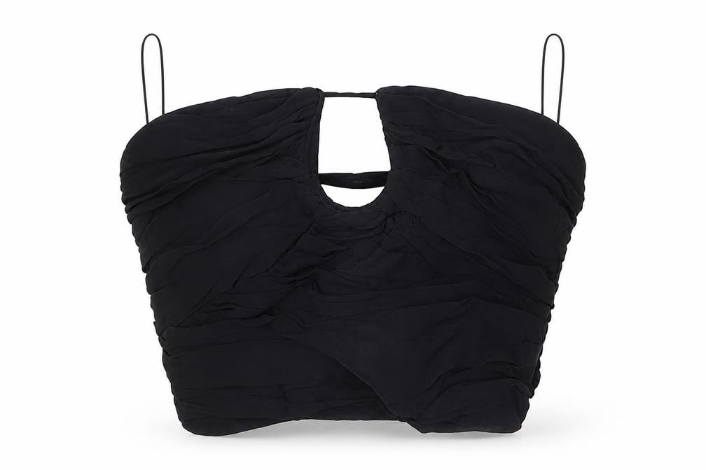 Zara Womens Black Viscose Cropped Tank Size S Off the Shoulder