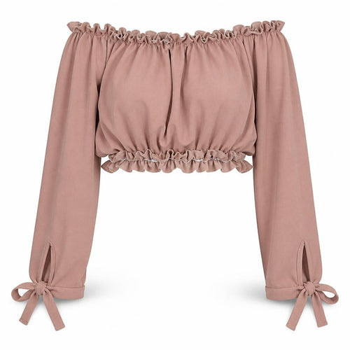 New Look Womens Pink Polyester Cropped Blouse Size 10 Off the Shoulder