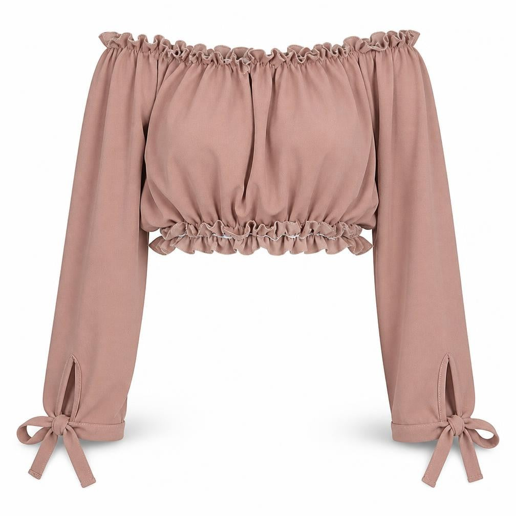 New Look Womens Pink Polyester Cropped Blouse Size 10 Off the Shoulder