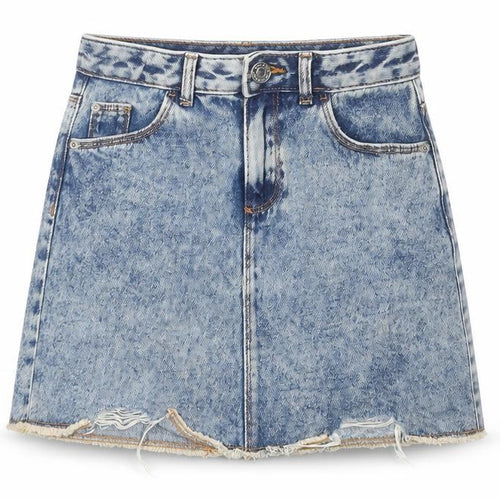 River Island Girls Blue Cotton A-Line Skirt Size 9 Years Regular Button