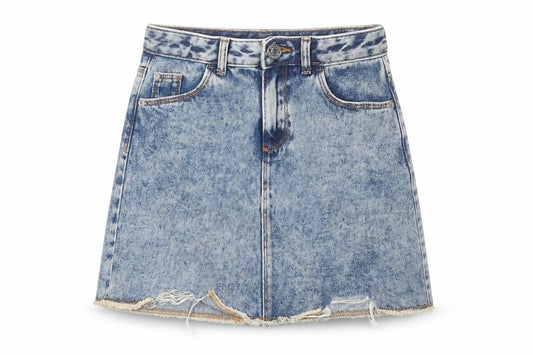 River Island Girls Blue Cotton A-Line Skirt Size 9 Years Regular Button