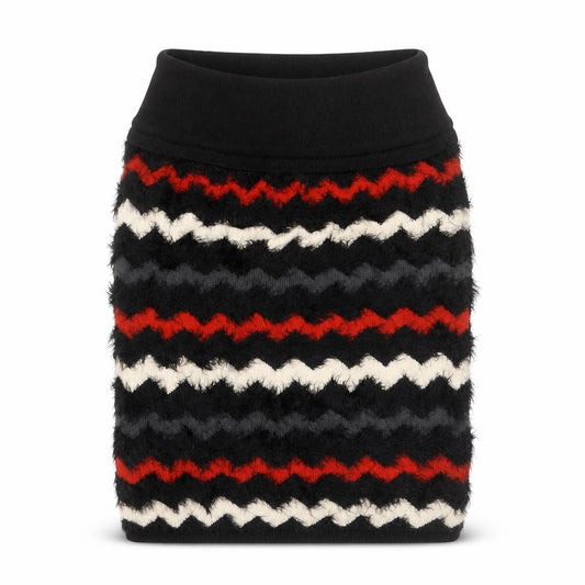 Front view of Arc-En-Ciel women’s multicoloured geometric acrylic a-line skirt, size L, -, size L/xl