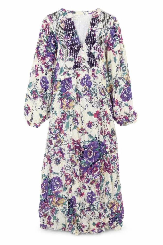 Front view of River Island women’s purple floral viscose a-line, size XS, v-neck pullover