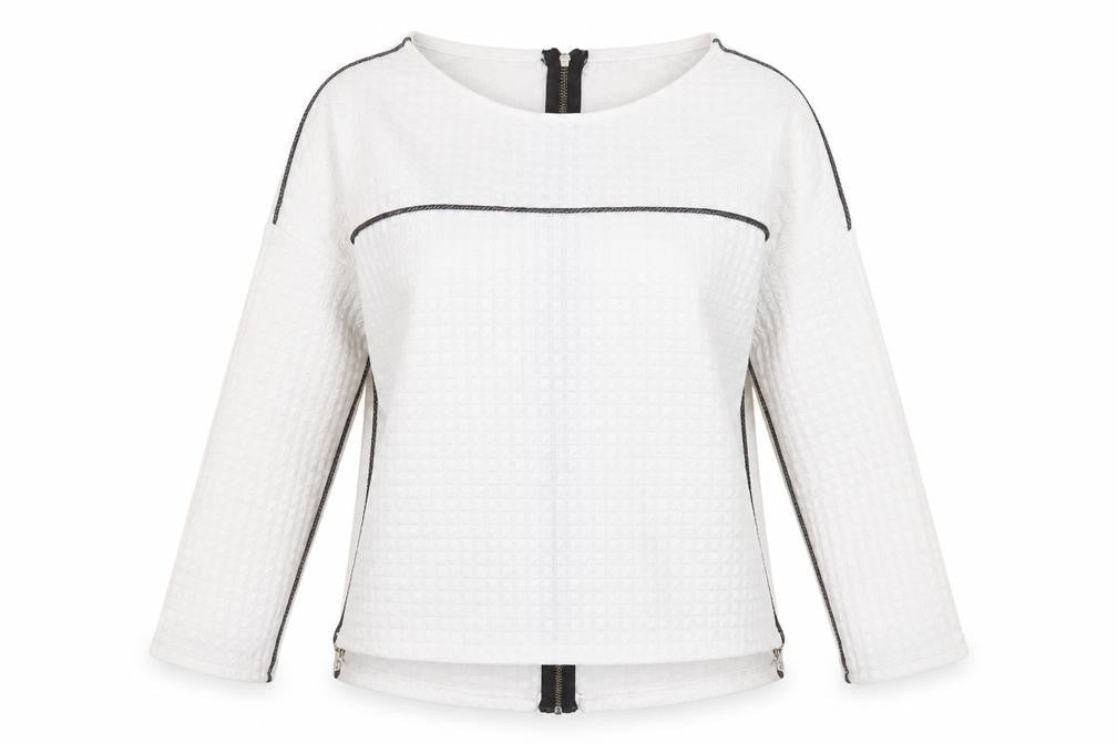 Front view of voyelles women’s white polyester basic t-shirt, size UK 8, boat neck
