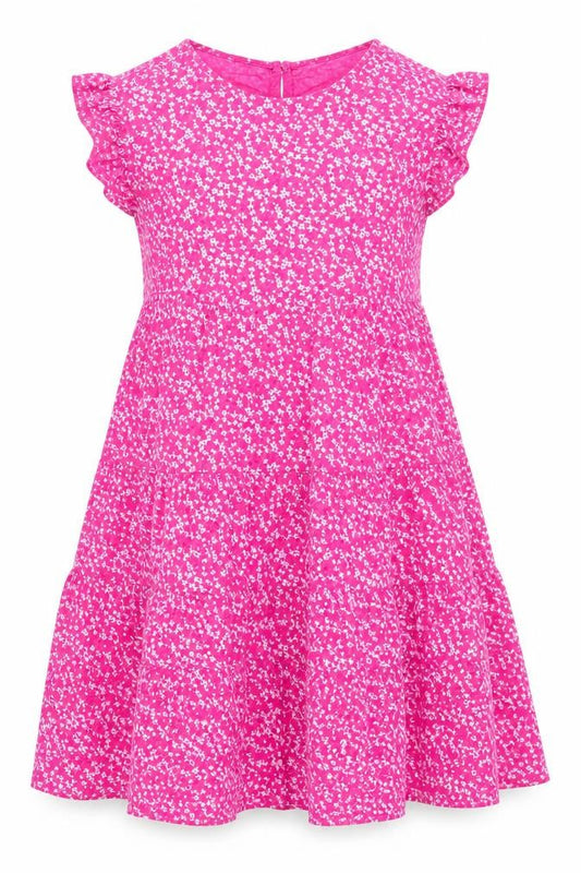 Front view of New Collection women’s pink floral viscose a-line, size UK 6, round neck pullover