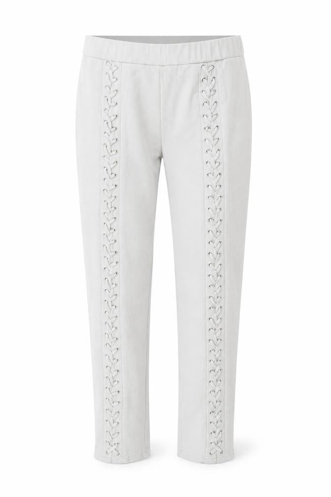 Front view of ICL women’s grey polyester trousers, size M, 23-inch leg regular - lace up