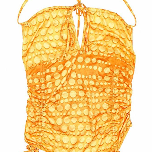 SheIn Womens Orange Polka Dot Polyester Camisole Tank Size S Square Neck - Cropped, Ruched