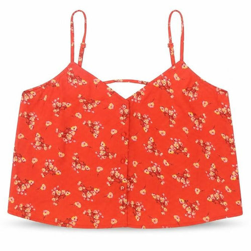 ASOS Womens Red Floral Polyester Camisole Tank Size 14 V-Neck - Cropped