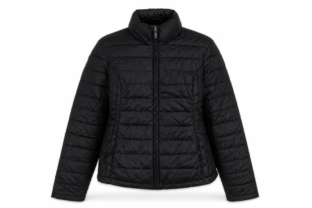 Front view of Lettie Lovers women’s black jacket, size M, zip