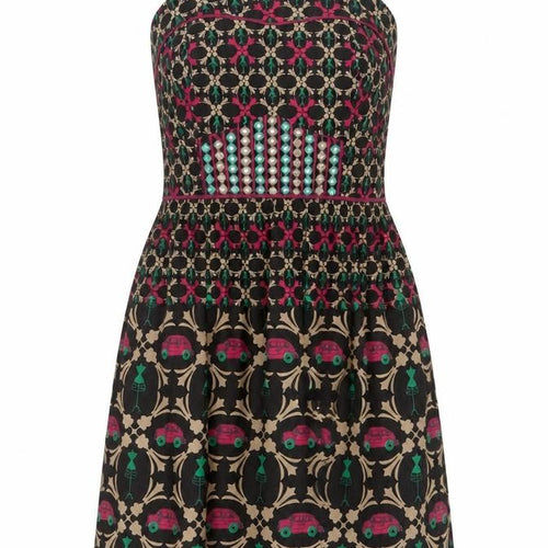 REMANIKA Womens Multicoloured Geometric Cotton Fit & Flare Size 10 Scoop Neck Pullover
