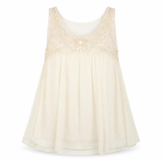 Front view of Miss Selfridge women’s white polyester basic blouse, size UK 14, v-neck - cream