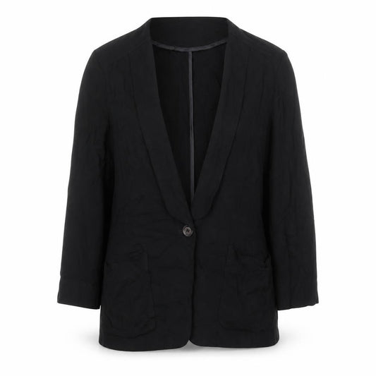 Front view of Oasis women’s black jacket blazer, size UK 10, button