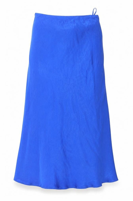 Front view of F&F women’s blue polyester a-line, size UK 14, off the shoulder tie