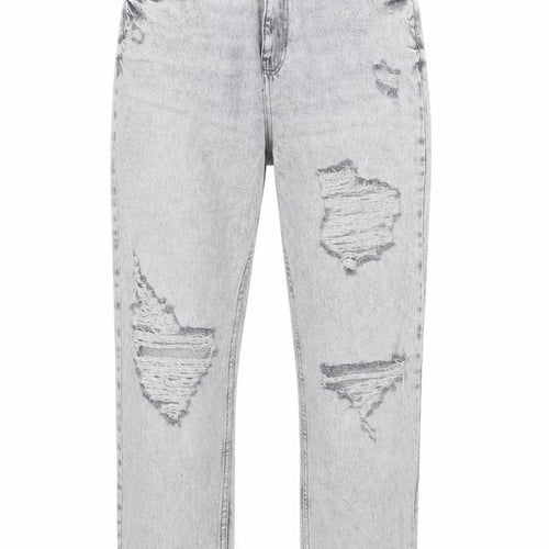 Denim & Co. Womens Grey Cotton Straight Jeans Size 12 L27 in Regular Button
