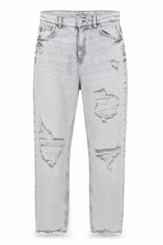 Denim & Co. Womens Grey Cotton Straight Jeans Size 12 L27 in Regular Button