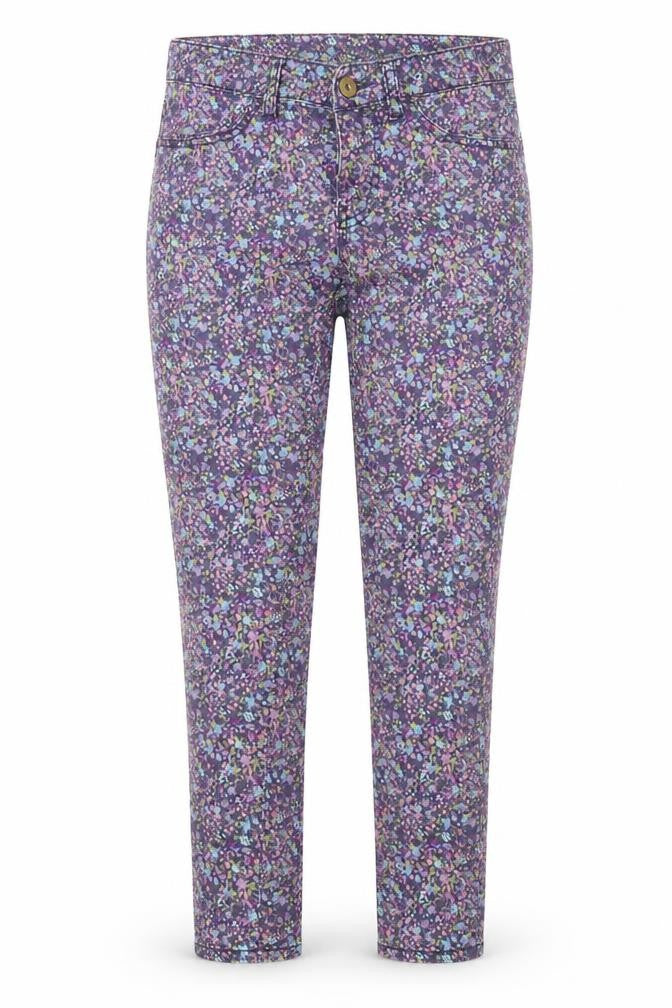 Preworn Womens Multicoloured Floral Cotton Cropped Jeans Size M L25 in Regular Button