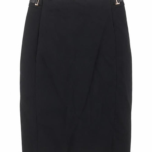 Mango Womens Black Polyester Straight & Pencil Skirt Size 6 Zip