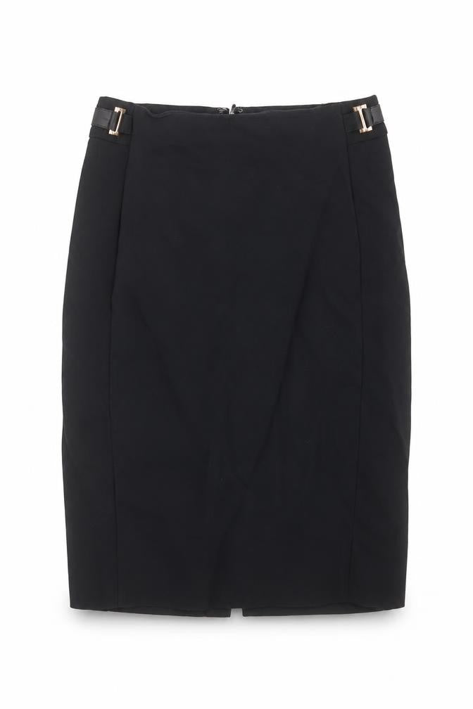 Mango Womens Black Polyester Straight & Pencil Skirt Size 6 Zip