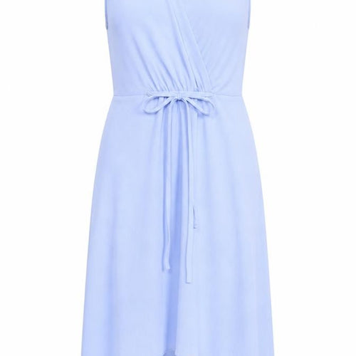 New Look Womens Blue Polyester Skater Dress Size 8 V-Neck Tie