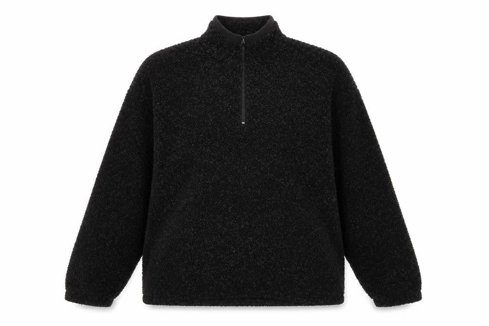 Front view of Angelo Litrico women’s black polyester pullover sweatshirt, size M, zip