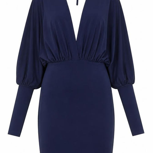 Club L Womens Blue Polyester Bodycon Size 8 V-Neck Tie