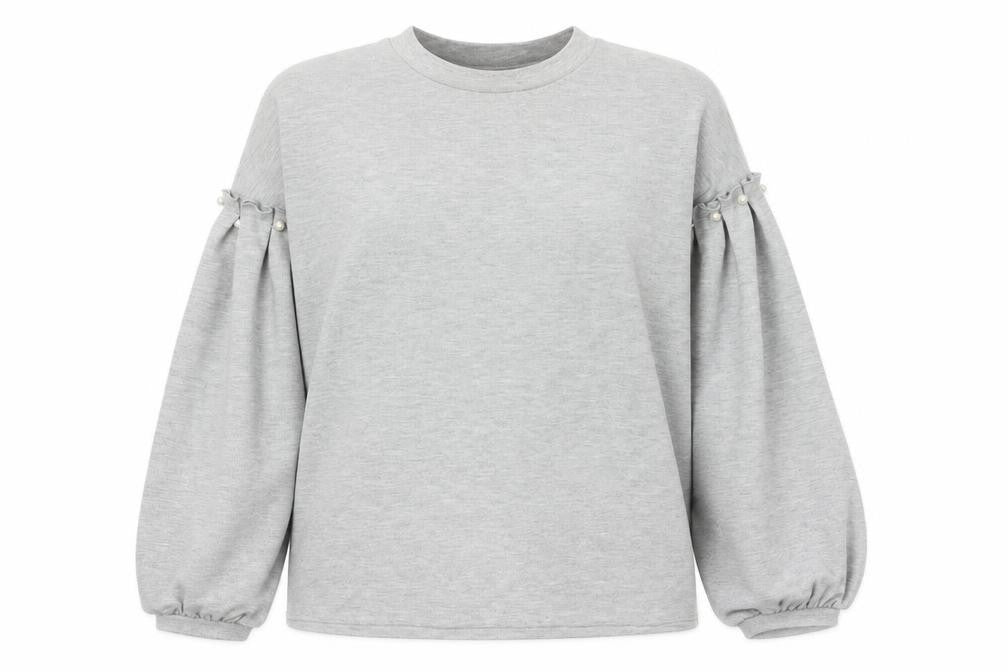 Front view of Padini Authentics women’s grey cotton pullover sweatshirt, size M, pullover