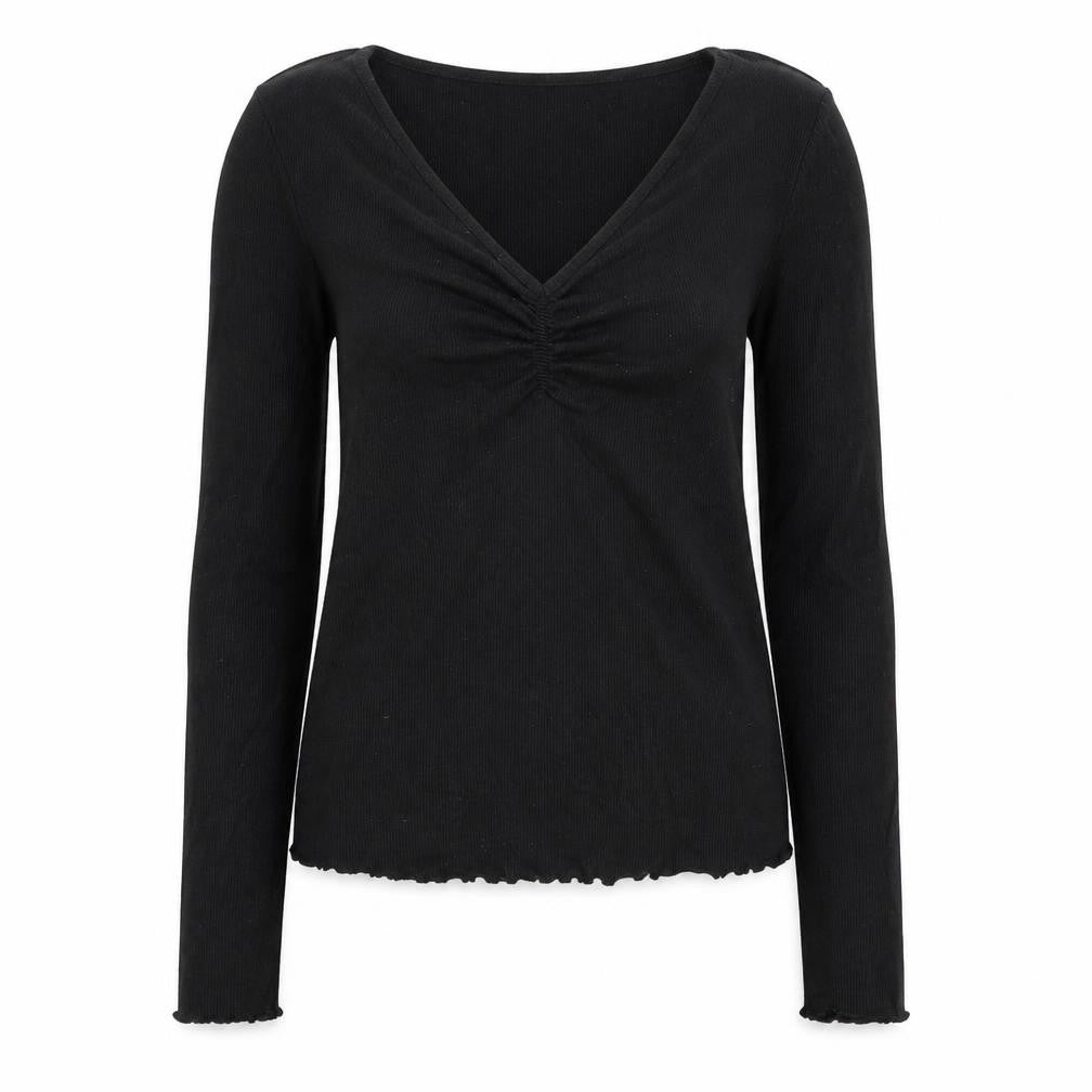 NA-KD Womens Black V-Neck Polyester Pullover Jumper Size S