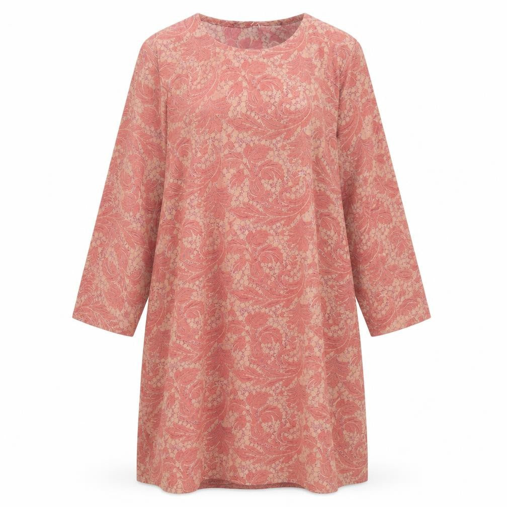 Front view of Koshibo Super women’s multicoloured geometric polyethylene a-line, size L, square neck pullover