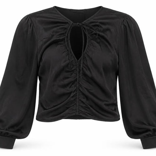 Boohoo Womens Black Polyester Cropped T-Shirt Size 12 Round Neck