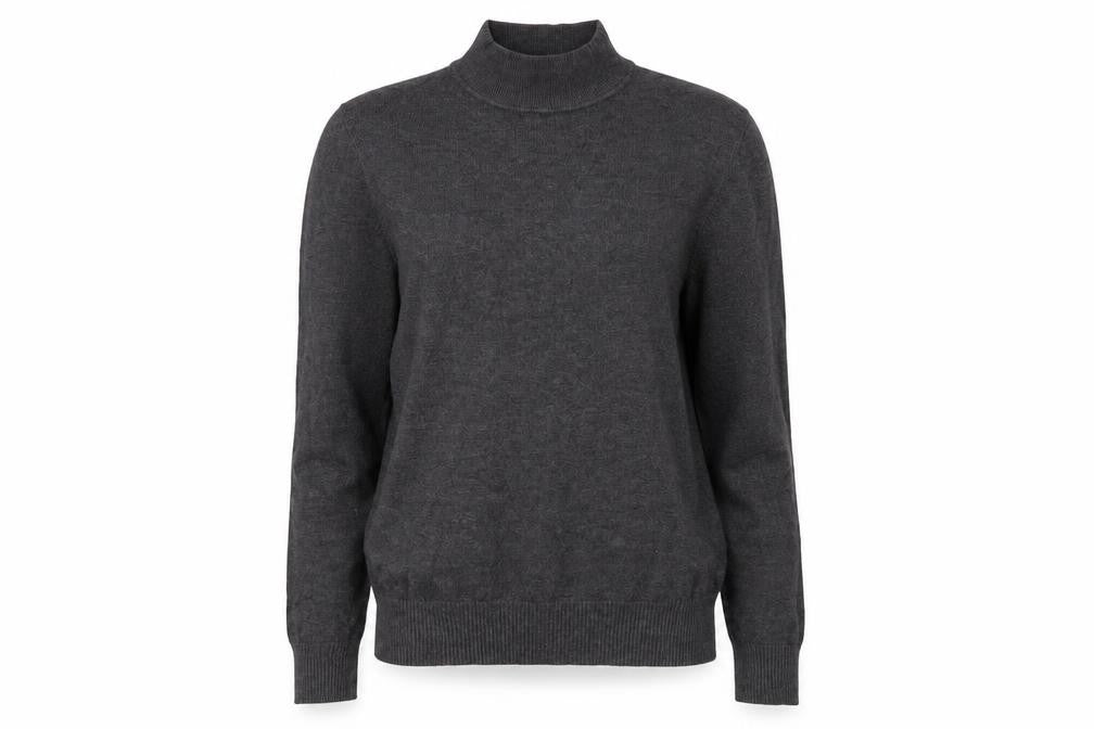 Front view of Ciela women’s grey mock neck cotton jumper, size S