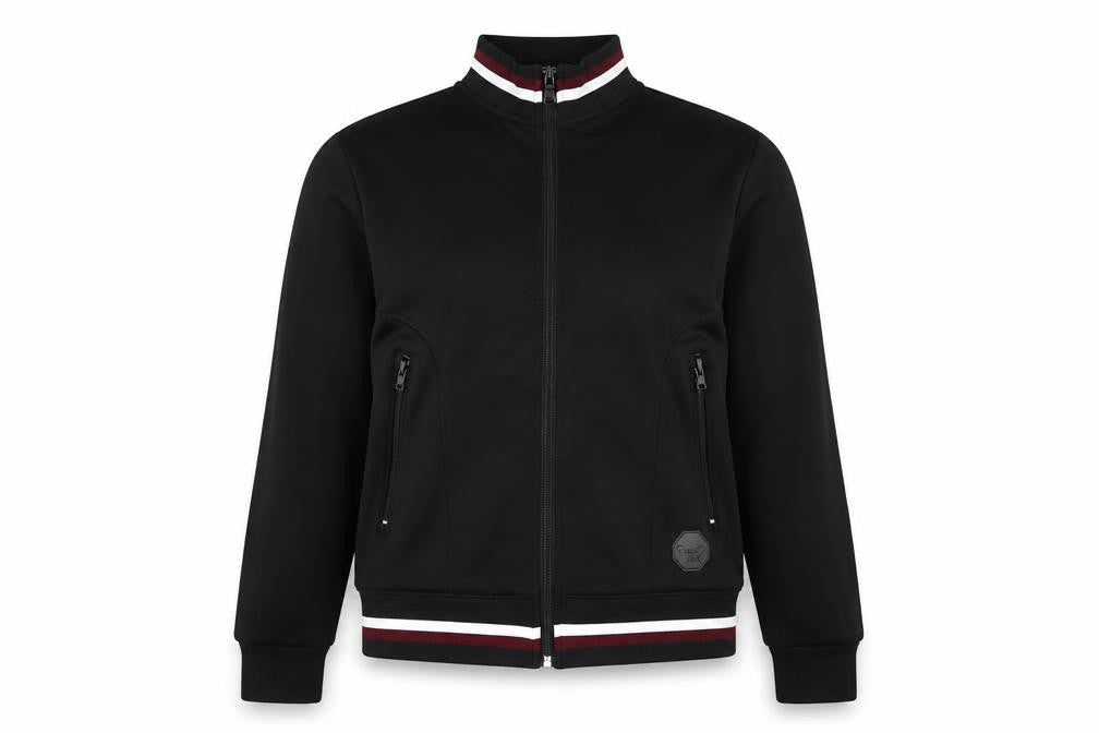 Front view of Project X Paris women’s black polyester full zip sweatshirt, size L, zip
