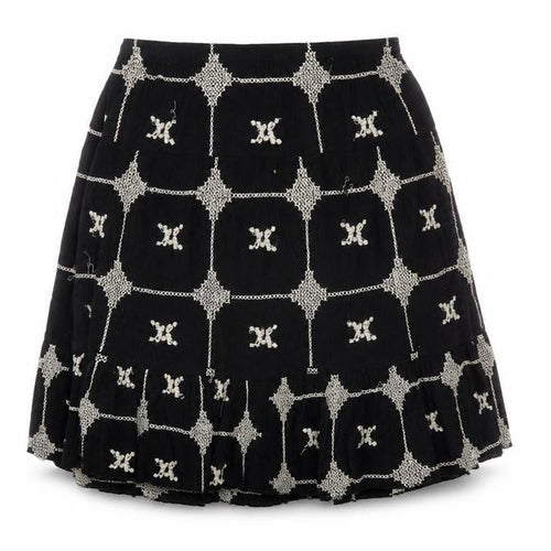 Wallis Womens Black Geometric Cotton A-Line Skirt Size M
