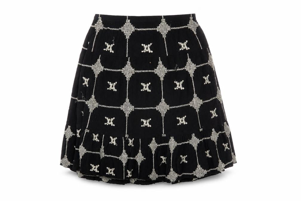 Wallis Womens Black Geometric Cotton A-Line Skirt Size M