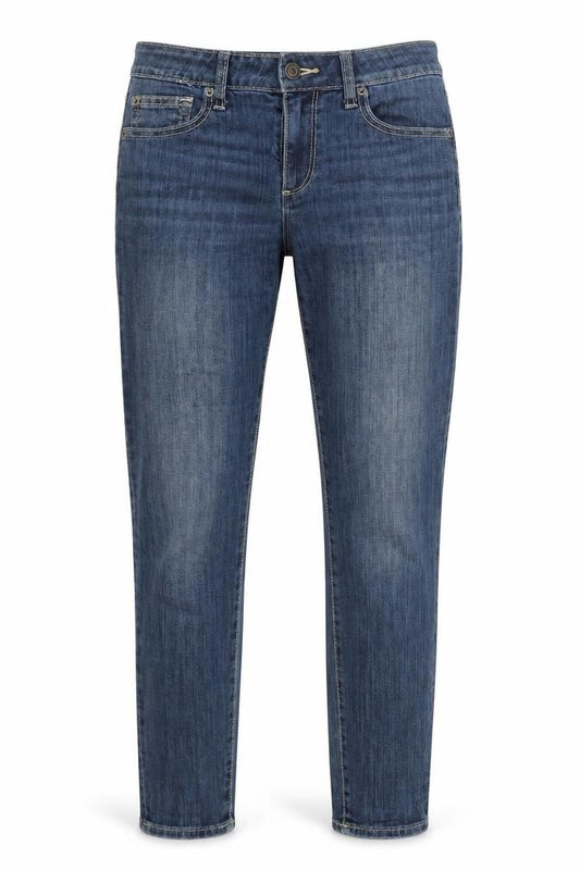 Front view of Gap women’s blue cotton skinny jeans, size UK 27, in, 27-inch leg regular zip