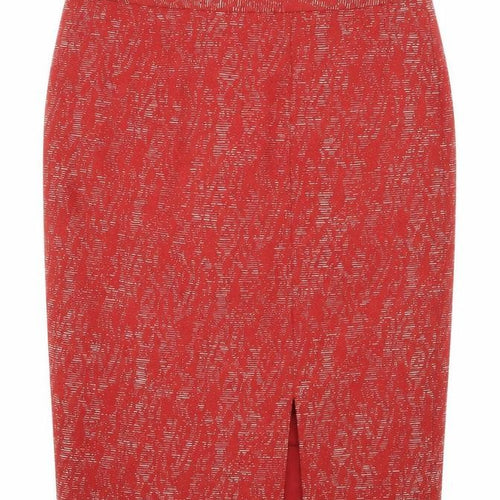 Fenn Wright Manson Womens Red Geometric Viscose Straight & Pencil Skirt Size M Zip