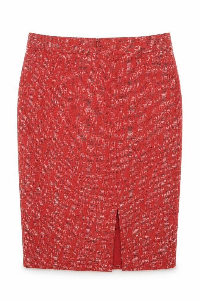 Fenn Wright Manson Womens Red Geometric Viscose Straight & Pencil Skirt Size M Zip