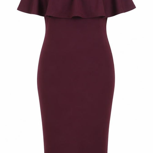 Boohoo Womens Purple Polyester Pencil Dress Size 6 Off the Shoulder Pullover