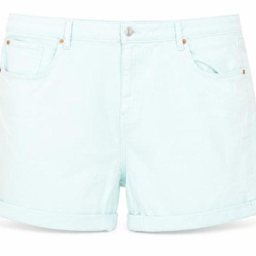 Marks and Spencer Womens Green Cotton Boyfriend Shorts Size 22 L5 in Regular Zip - Peppermint Green