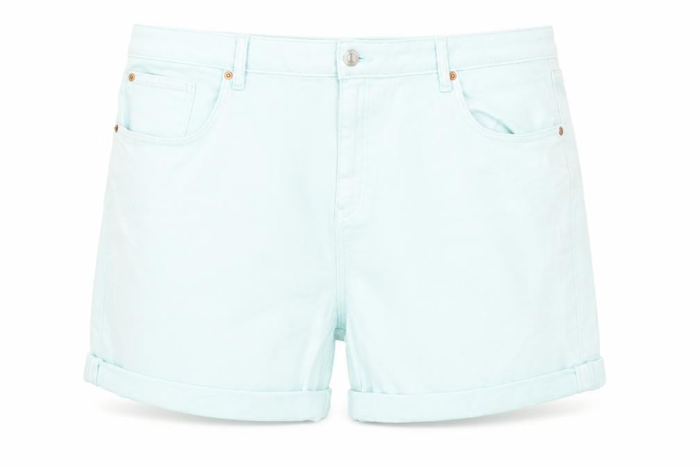 Marks and Spencer Womens Green Cotton Boyfriend Shorts Size 22 L5 in Regular Zip - Peppermint Green