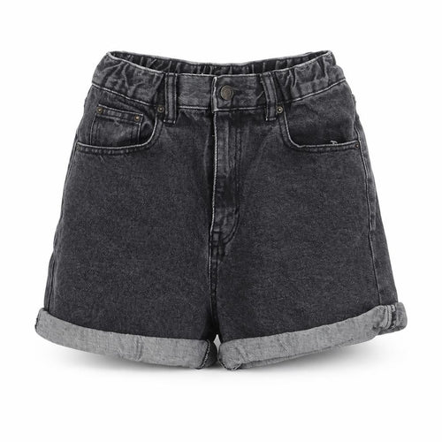 Pull&Bear Womens Black Cotton Boyfriend Shorts Size 4 Regular Button