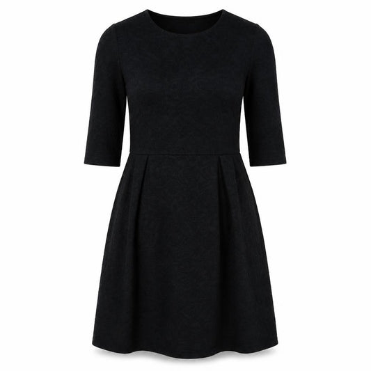 Front view of Tu women’s black floral polyester a-line, size UK 6, round neck pullover